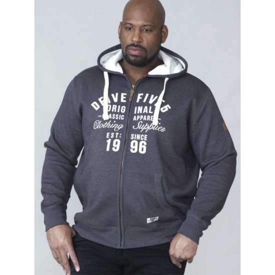 D555 Vadal Full Zip Hoodie Charcoal - Tröjor & hoodies - Stora hoodies & tröjor - 2XL-14XL