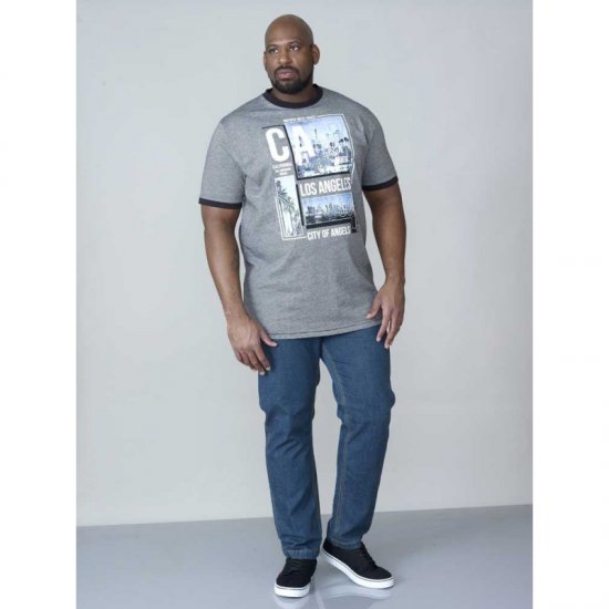 D555 Howie Fine Stripe T-shirt Grey - T-shirts - Stora T-shirts - 2XL-14XL