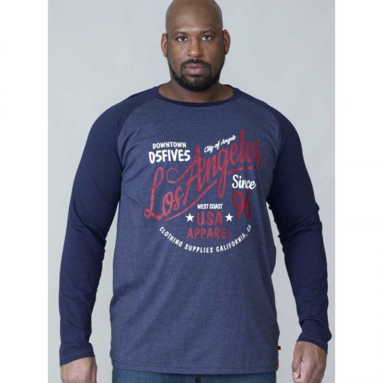 D555 Neill Long Sleeve T-shirt Navy - T-shirts - Stora T-shirts - 2XL-14XL