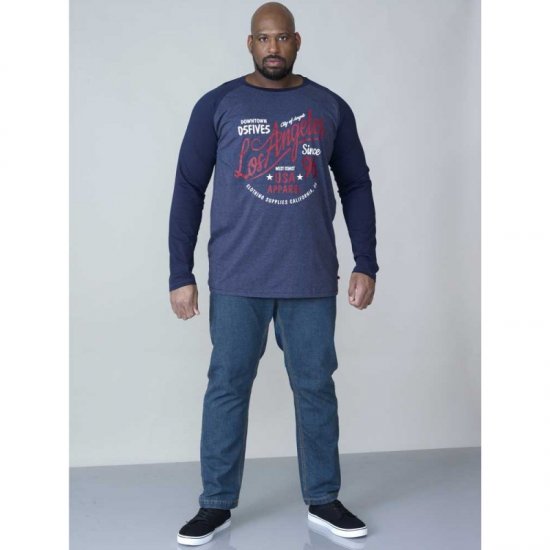 D555 Neill Long Sleeve T-shirt Navy - T-shirts - Stora T-shirts - 2XL-14XL