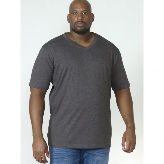 D555 Signature V-ringad T-shirt Charcoal - T-shirts - Stora T-shirts - 2XL-14XL
