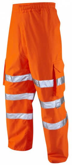 Leo Instow Breathable Executive Cargo Rain pants Hi-Vis Orange - Arbetskläder - Arbetskläder i stora storlekar