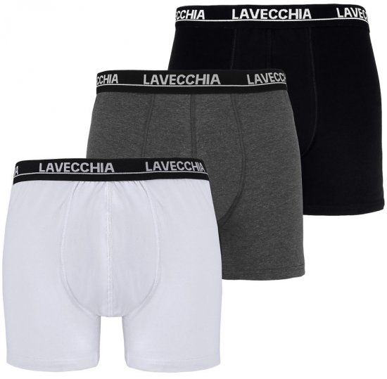 Lavecchia 1020 Boxershorts 3-pack Black/Charcoal/White - Underkläder & badkläder - Stora underkläder för män