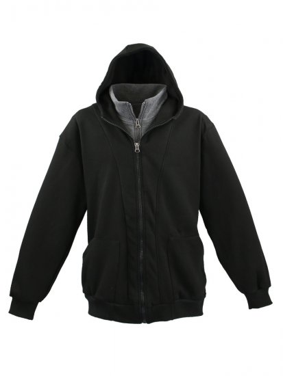 Lavecchia 109 Two-in-one Zipper Hoodie Black/Charcoal - Tröjor & hoodies - Stora hoodies & tröjor - 2XL-14XL