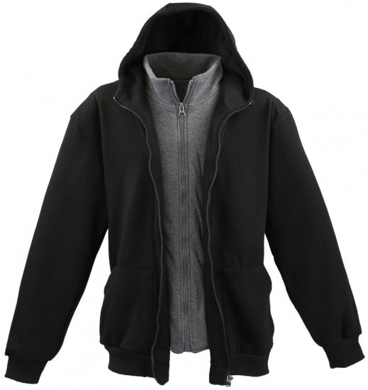 Lavecchia 109 Two-in-one Zipper Hoodie Black/Charcoal - Tröjor & hoodies - Stora hoodies & tröjor - 2XL-14XL