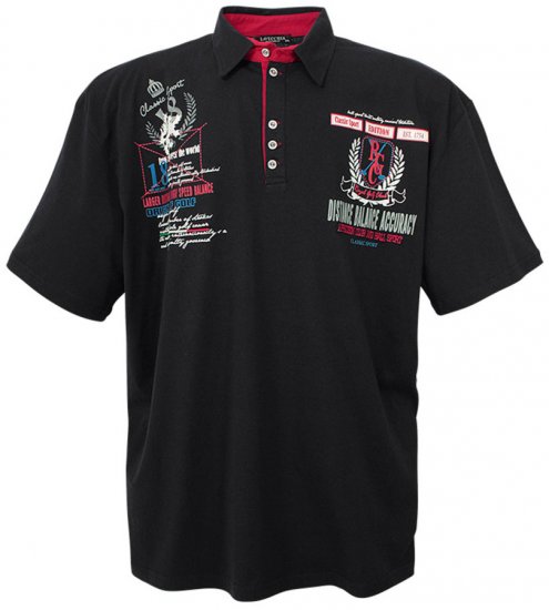 Lavecchia 2038 Printed Jersey Poloshirt Black - Pikétröjor - Stora pikétröjor - 2XL-8XL
