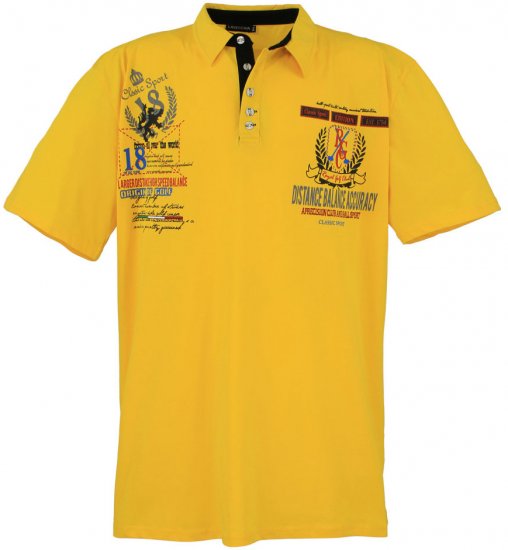 Lavecchia 2038 Printed Jersey Poloshirt Yellow - Pikétröjor - Stora pikétröjor - 2XL-8XL