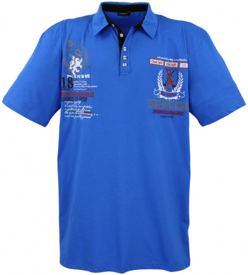 Lavecchia 2038 Printed Jersey Poloshirt Royal Blue - Pikétröjor - Stora pikétröjor - 2XL-8XL