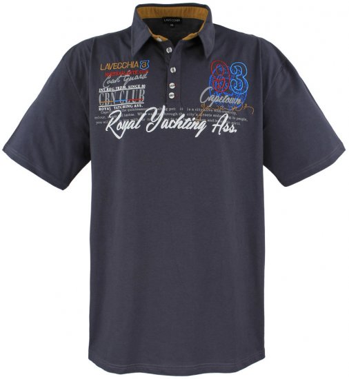 Lavecchia 4688 Printed Jersey Poloshirt Charcoal - Pikétröjor - Stora pikétröjor - 2XL-8XL