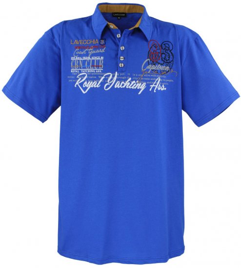 Lavecchia 4688 Printed Jersey Poloshirt Royal Blue - Pikétröjor - Stora pikétröjor - 2XL-8XL