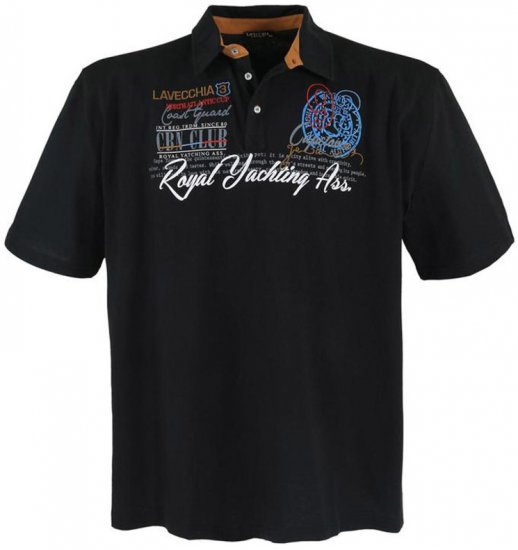 Lavecchia 4688 Printed Jersey Poloshirt Black - Pikétröjor - Stora pikétröjor - 2XL-8XL