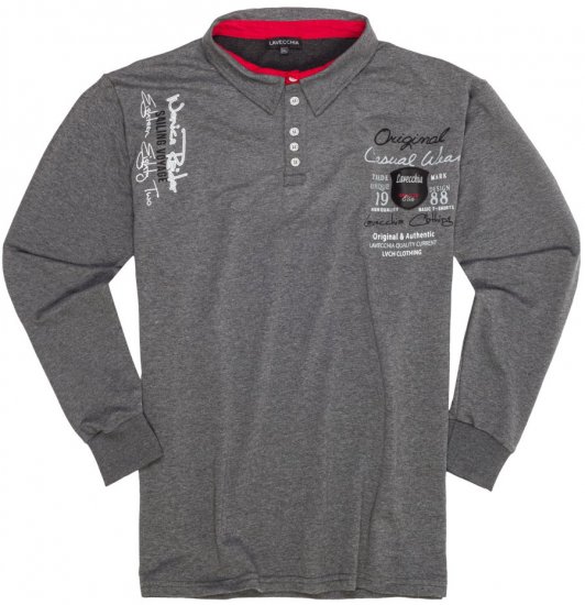 Lavecchia 2025 Printed Sweatshirt with collar Charcoal - Tröjor & hoodies - Stora hoodies & tröjor - 2XL-14XL