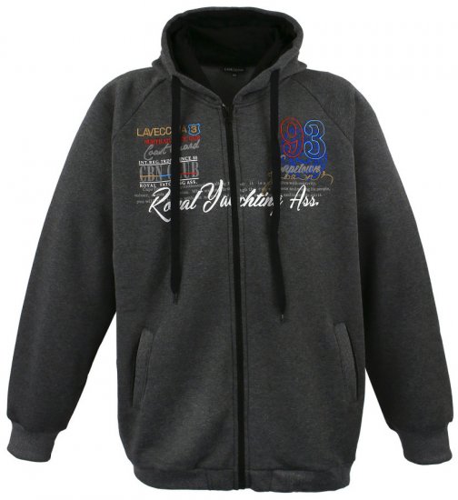 Lavecchia 612 Printed Zipper Hoodie Charcoal - Tröjor & hoodies - Stora hoodies & tröjor - 2XL-14XL
