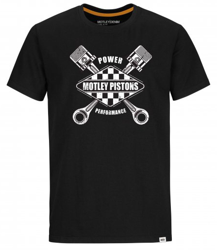 Motley Denim Leyton T-Shirt White on Black - T-shirts - Stora T-shirts - 2XL-14XL