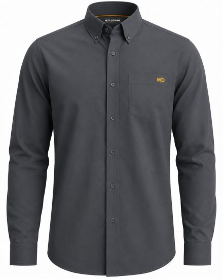 Motley Denim Lisbon Long Sleeve Shirt Charcoal - Skjortor - Stora skjortor - 2XL-8XL