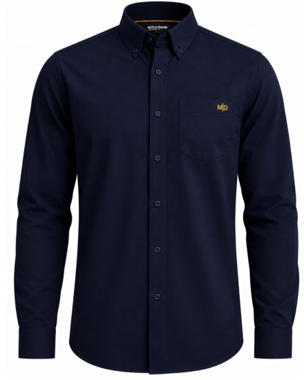 Motley Denim Lisbon Long Sleeve Shirt Navy - Skjortor - Stora skjortor - 2XL-8XL