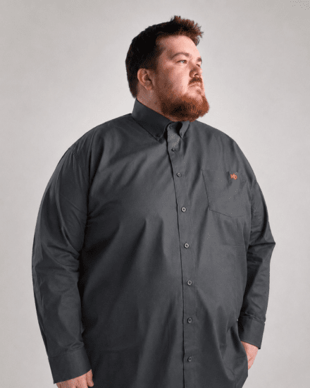 Motley Denim Lisbon Long Sleeve Shirt Charcoal - Skjortor - Stora skjortor - 2XL-8XL