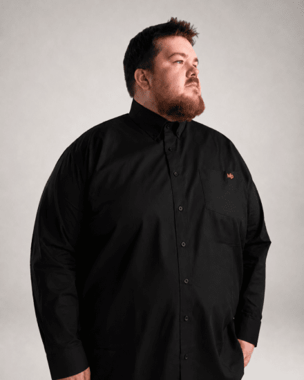 Motley Denim Lisbon Long Sleeve Shirt Black - Skjortor - Stora skjortor - 2XL-8XL