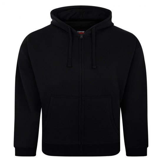 Espionage LW162 Hooded Zip Through Sweat Shirt Black - Tröjor & hoodies - Stora hoodies & tröjor - 2XL-14XL