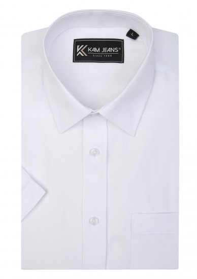 Kam Jeans 6283 Casual SS Herringbone Shirt White - Skjortor - Stora skjortor - 2XL-8XL