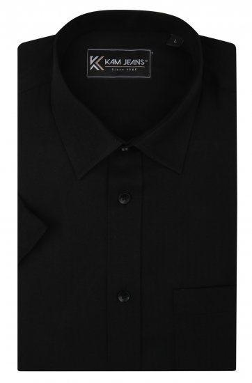 Kam Jeans 6283 Casual SS Herringbone Shirt Black - Skjortor - Stora skjortor - 2XL-8XL