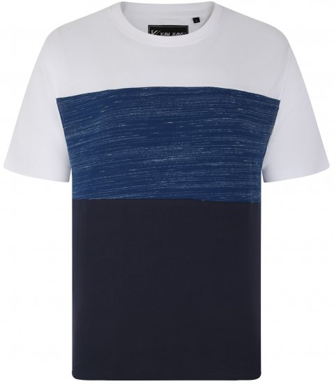 Kam Jeans 5739 Contrast Panel Cut & Saw T-Shirt Navy - T-shirts - Stora T-shirts - 2XL-14XL