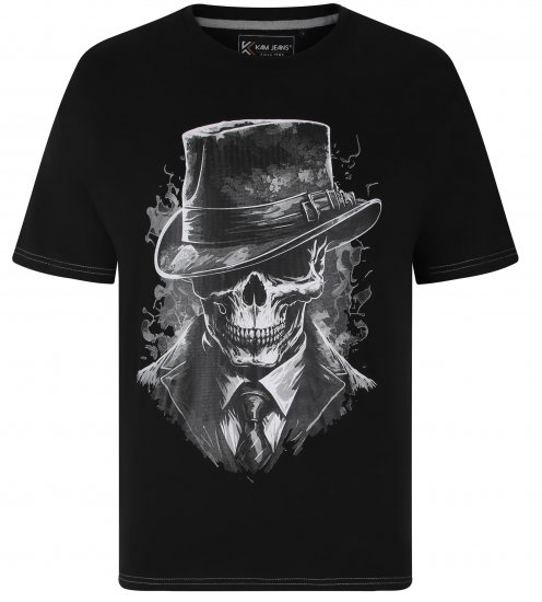 Kam Jeans 5734 Gentleman Skull Printed Black - T-shirts - Stora T-shirts - 2XL-14XL