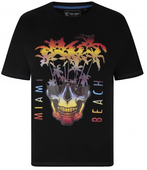 Kam Jeans 5735 Miami Beach Skull Print T-Shirt Black - T-shirts - Stora T-shirts - 2XL-14XL