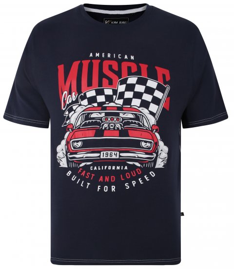 Kam Jeans Amercian Muscle Print T-Shirt Navy - T-shirts - Stora T-shirts - 2XL-14XL