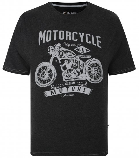 Kam Jeans 5730 Motor Cycle Print T-Shirt Charcoal - T-shirts - Stora T-shirts - 2XL-14XL