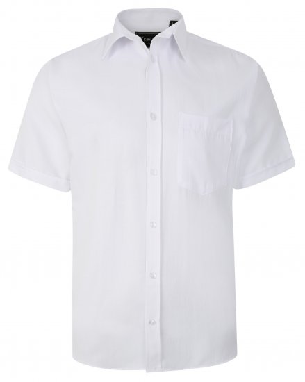 Kam Jeans 6283 Casual SS Herringbone Shirt White - Skjortor - Stora skjortor - 2XL-8XL