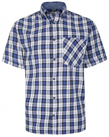 Kam Jeans 6286 Casual SS Check Shirt Blue - Skjortor - Stora skjortor - 2XL-8XL