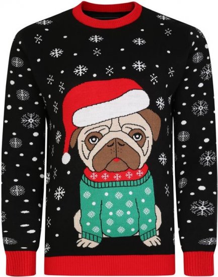 Kam Jeans X024 Bulldog Santa Xmas Sweatshirt Black - Tröjor & hoodies - Stora hoodies & tröjor - 2XL-14XL
