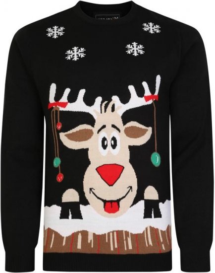 Kam Jeans X023 Rudolph Xmas Sweatshirt Black - Tröjor & hoodies - Stora hoodies & tröjor - 2XL-14XL
