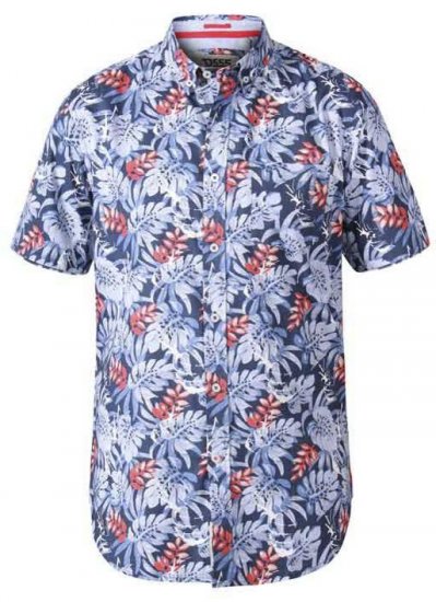 D555 Malibu Hawaiian Short Sleeve Shirt Blue - Skjortor - Stora skjortor - 2XL-8XL