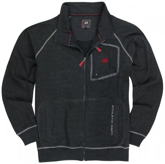 Adamo Manuel Sweatshirt with Zipper Charcoal - Tröjor & hoodies - Stora hoodies & tröjor - 2XL-14XL