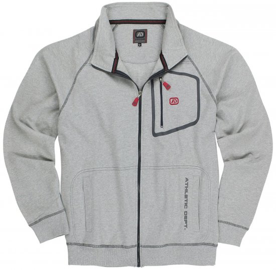 Adamo Manuel Sweatshirt with Zipper Grey - Tröjor & Hoodies - Stora hoodies - 2XL-8XL