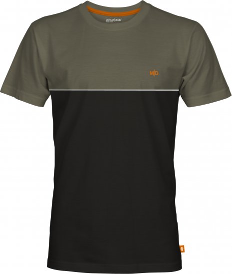 Motley Denim Athens Two-Toned T-Shirt Black/Dark Khaki - T-shirts - Stora T-shirts - 2XL-14XL