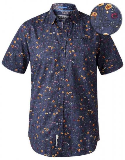 D555 Medway Floral Ao Print Short Sleeve Shirt - Skjortor - Stora skjortor - 2XL-8XL