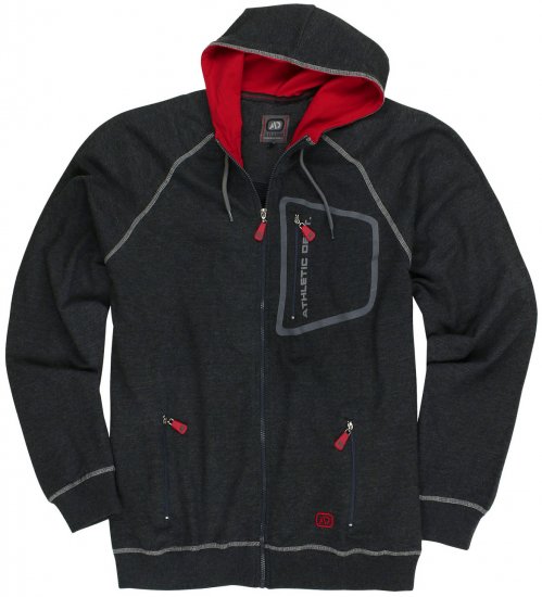 Adamo Michael Hoodie with Zipper Charcoal - Tröjor & hoodies - Stora hoodies & tröjor - 2XL-14XL