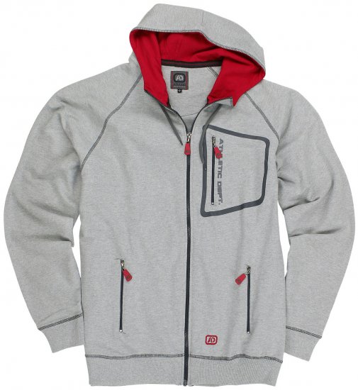 Adamo Michael Hoodie with Zipper Grey - Tröjor & hoodies - Stora hoodies & tröjor - 2XL-14XL