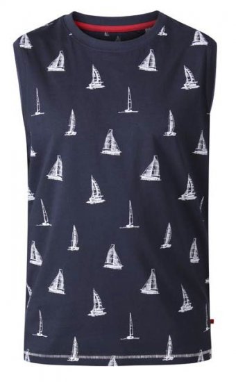 D555 Morton Yacht Print Sleeveless T-Shirt Navy - T-shirts - Stora T-shirts - 2XL-14XL