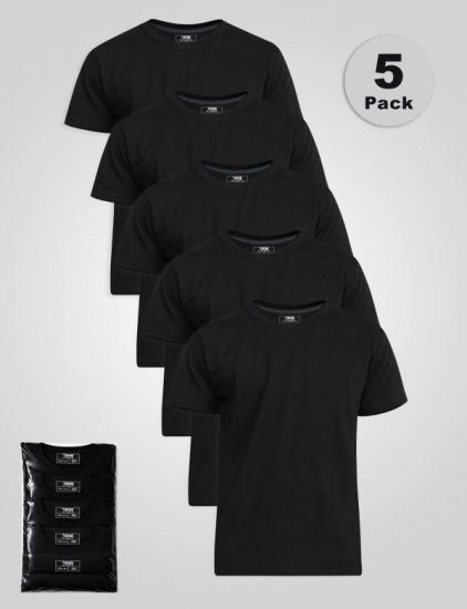 D555 Smartly T-shirt med rund hals Svart 5-pack - T-shirts - Stora T-shirts - 2XL-14XL