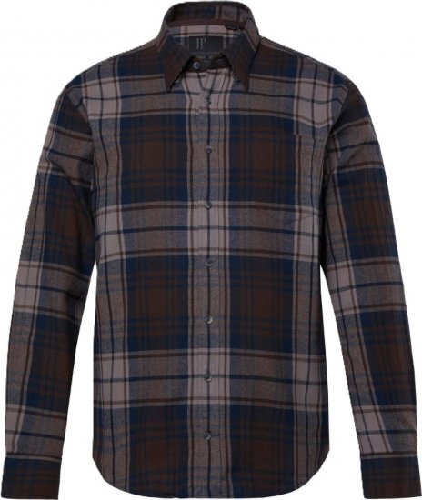 JP1880 Shirt Flannel Long Sleeve Brown TALL - HERRKLÄDER MT-6XLT - Kläder för långa män