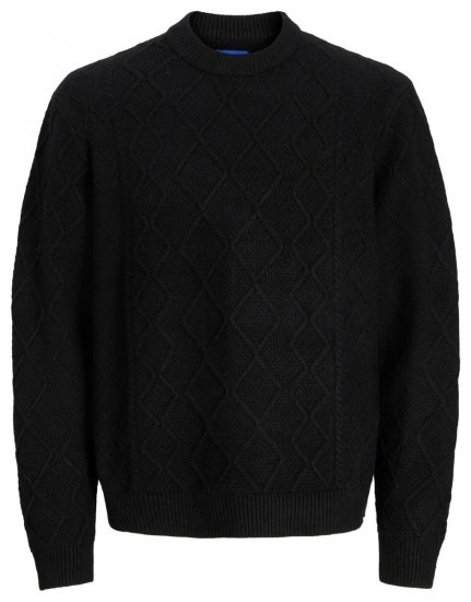 Jack & Jones Cambridge Cable Knit Sweater Black - Tröjor & hoodies - Stora hoodies & tröjor - 2XL-14XL
