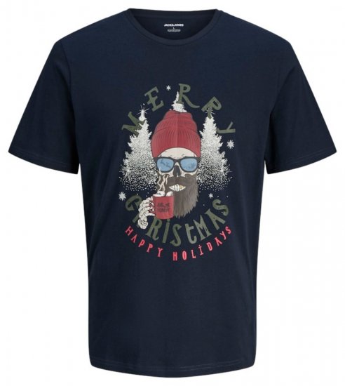 Jack & Jones Noel Merry Christmas T-Shirt Navy - T-shirts - Stora T-shirts - 2XL-14XL