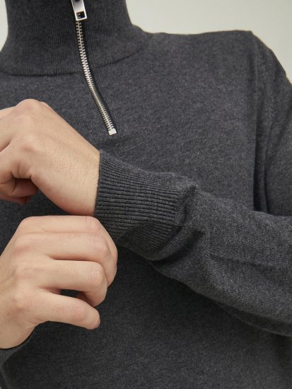 Jack & Jones Emil Knitted Pullover Grey - Tröjor & hoodies - Stora hoodies & tröjor - 2XL-14XL