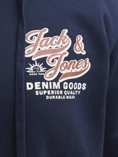 Jack & Jones Logo 2 COL Hoodie with Zipper Blue - Tröjor & hoodies - Stora hoodies & tröjor - 2XL-14XL
