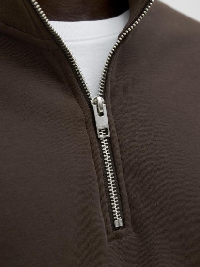 Jack & Jones Soho Sweatshirt with Zipper Brown - Tröjor & hoodies - Stora hoodies & tröjor - 2XL-14XL