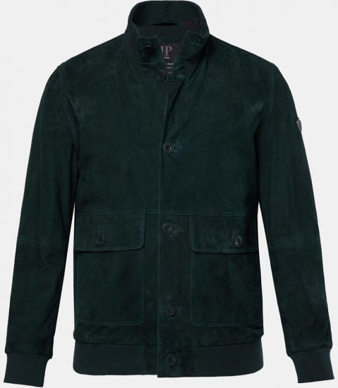 JP1880 Leather Jacket Suede with Stand-up Collar Dark Green - Jackor - Stora jackor - 2XL-12XL